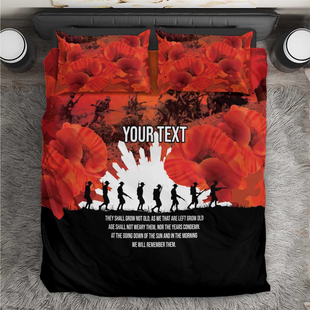 Anzac Day Gallipoli Personalised Bedding Set Red Poppy Flowers