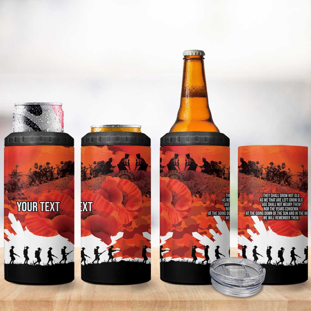 Anzac Day Gallipoli Personalised 4 in 1 Can Cooler Tumbler Red Poppy Flowers