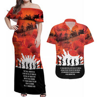 Anzac Day Gallipoli Personalised Couples Matching Off Shoulder Maxi Dress and Hawaiian Shirt Red Poppy Flowers