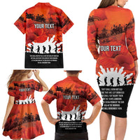 Anzac Day Gallipoli Personalised Family Matching Long Sleeve Bodycon Dress and Hawaiian Shirt Red Poppy Flowers