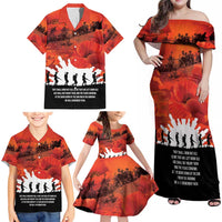 Anzac Day Gallipoli Personalised Family Matching Off Shoulder Maxi Dress and Hawaiian Shirt Red Poppy Flowers