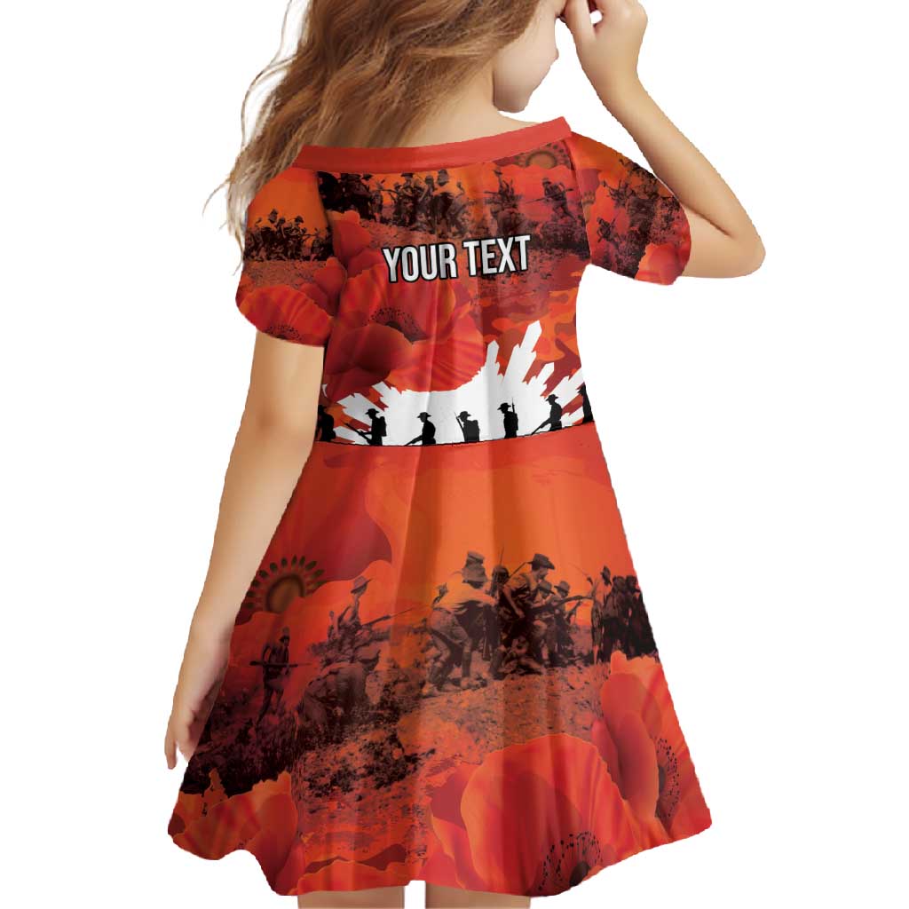 Anzac Day Gallipoli Personalised Family Matching Short Sleeve Bodycon Dress and Hawaiian Shirt Red Poppy Flowers