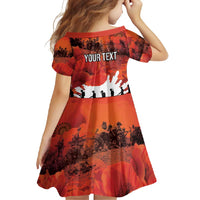 Anzac Day Gallipoli Personalised Family Matching Short Sleeve Bodycon Dress and Hawaiian Shirt Red Poppy Flowers