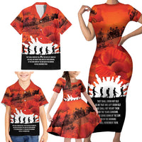 Anzac Day Gallipoli Personalised Family Matching Short Sleeve Bodycon Dress and Hawaiian Shirt Red Poppy Flowers
