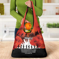 Anzac Day Gallipoli Personalised Grocery Bag Red Poppy Flowers