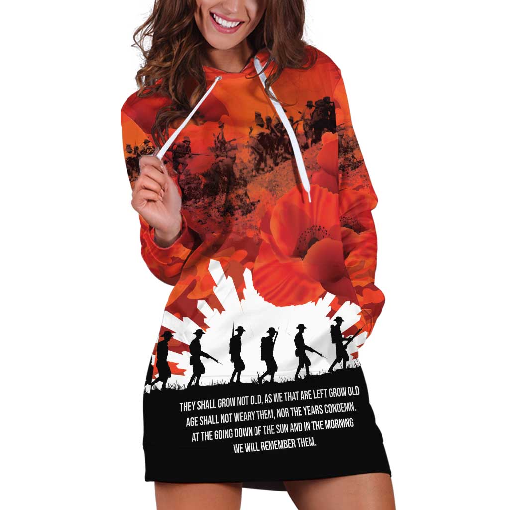 Anzac Day Gallipoli Personalised Hoodie Dress Red Poppy Flowers