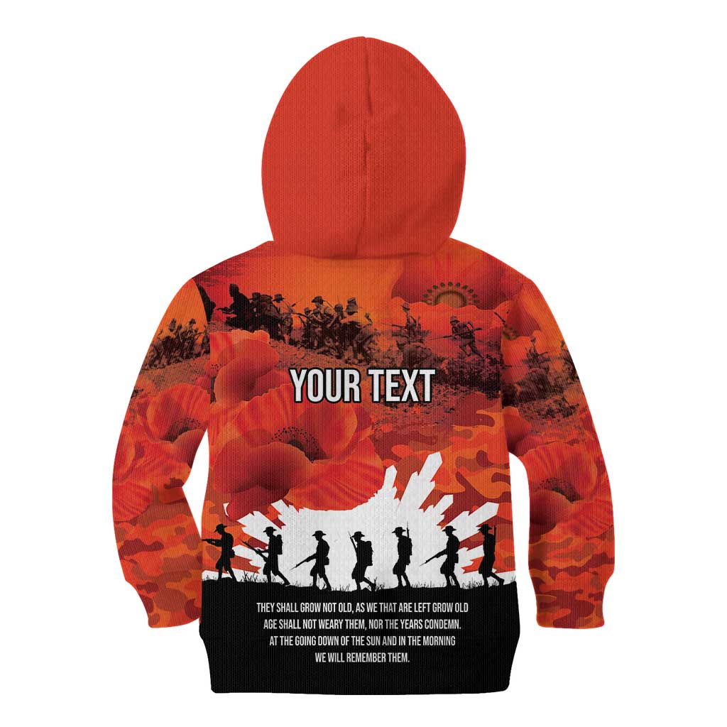 Anzac Day Gallipoli Personalised Kid Hoodie Red Poppy Flowers