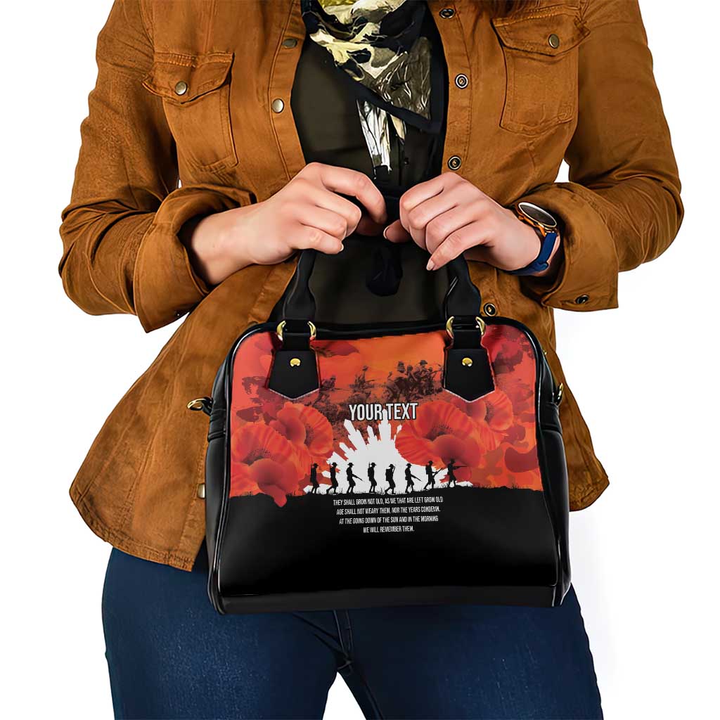 Anzac Day Gallipoli Personalised Shoulder Handbag Red Poppy Flowers