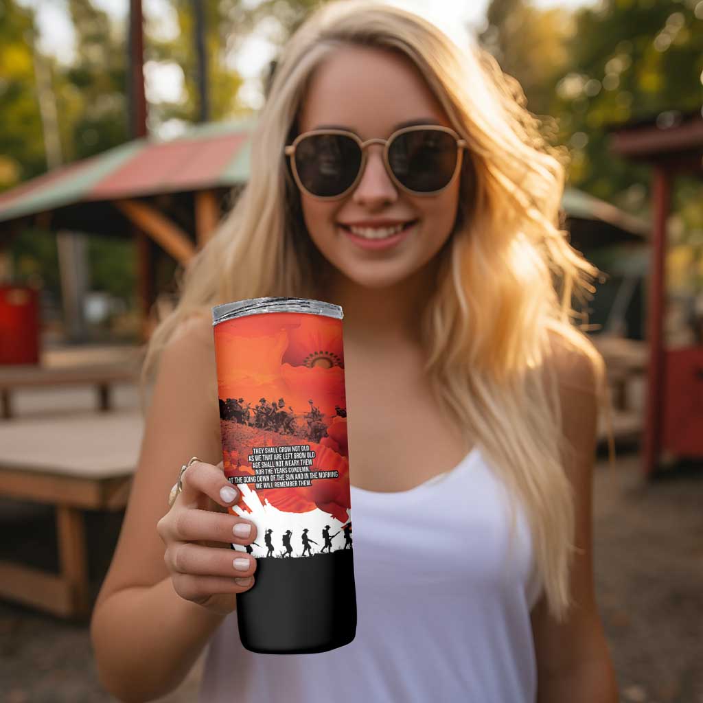 Anzac Day Gallipoli Personalised Skinny Tumbler Red Poppy Flowers