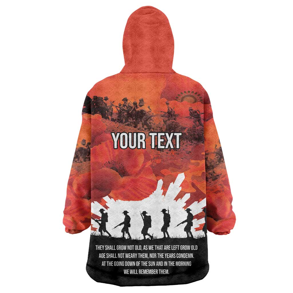Anzac Day Gallipoli Personalised Wearable Blanket Hoodie Red Poppy Flowers