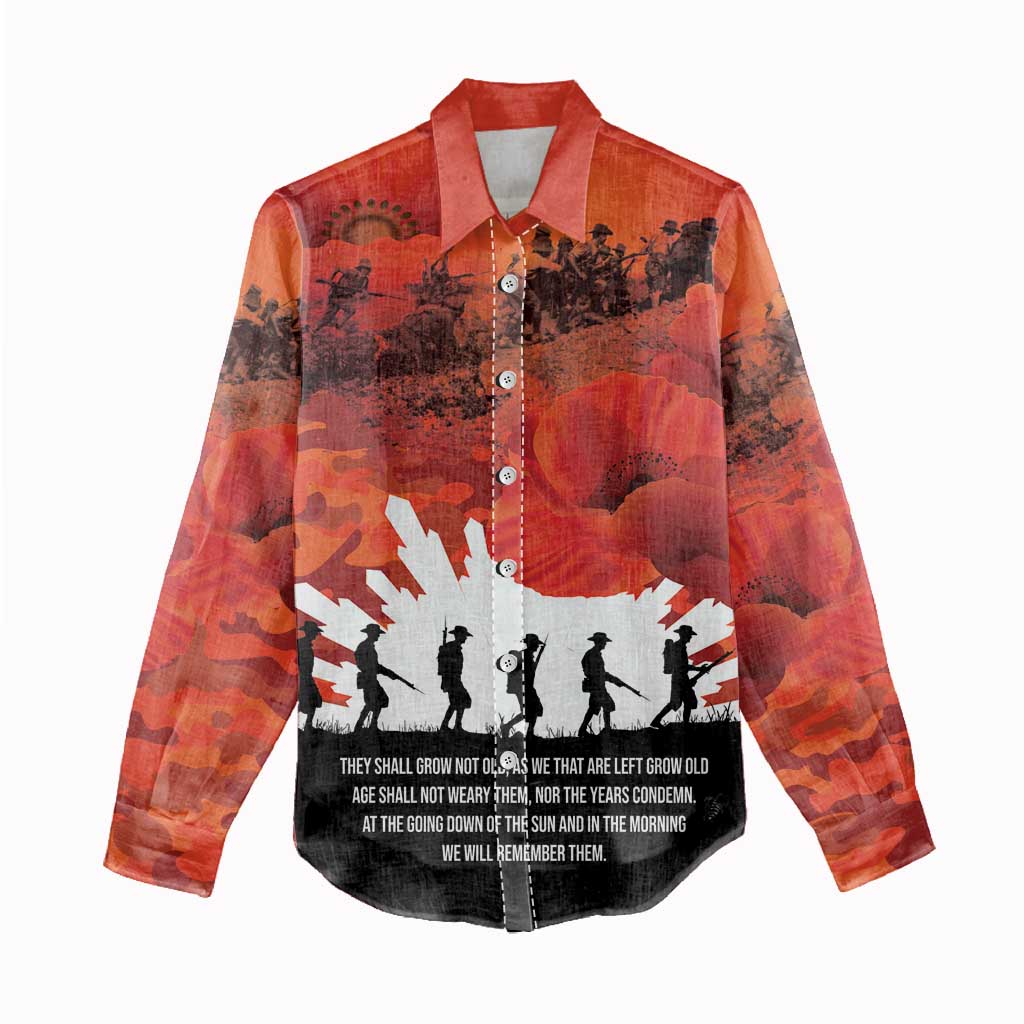 Anzac Day Gallipoli Personalised Women Casual Shirt Red Poppy Flowers