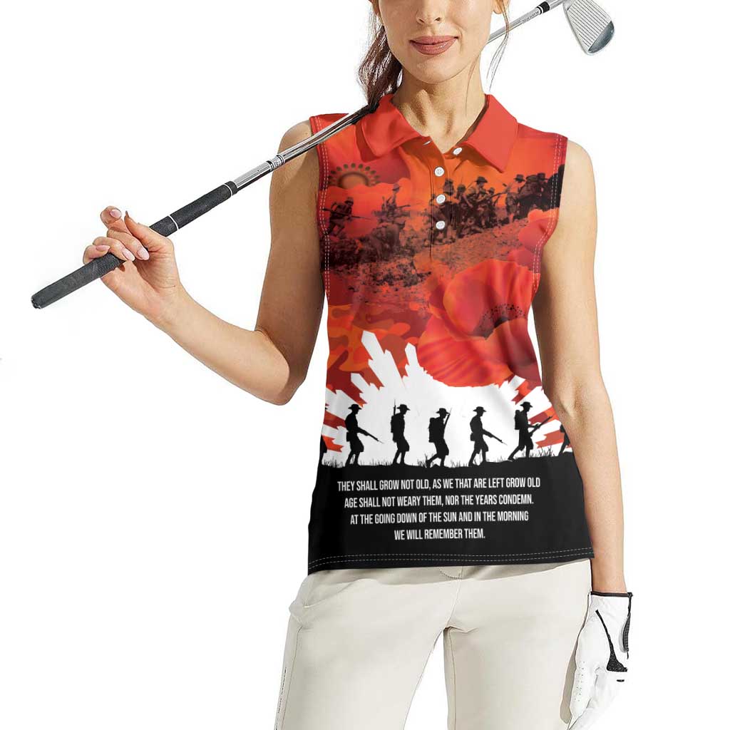 Anzac Day Gallipoli Personalised Women Sleeveless Polo Shirt Red Poppy Flowers