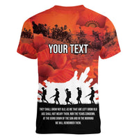 Anzac Day Gallipoli Personalised Women V-Neck T-Shirt Red Poppy Flowers LT9 - Polynesian Pride