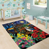 Kiwi-Kookaburra Bird ANZAC Personalised Area Rug Aussie Golden Wattle Poppy Flowers