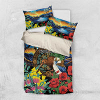 Kiwi-Kookaburra Bird ANZAC Personalised Bedding Set Aussie Golden Wattle Poppy Flowers
