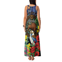 Kiwi-Kookaburra Bird ANZAC Personalised Family Matching Tank Maxi Dress and Hawaiian Shirt Aussie Golden Wattle Poppy Flowers