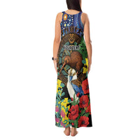 Kiwi-Kookaburra Bird ANZAC Personalised Tank Maxi Dress Aussie Golden Wattle Poppy Flowers