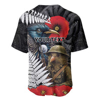 Kiwi-Tui Bird Soldier ANZAC Day Personalised Baseball Jersey Maori Silver Fern Motif