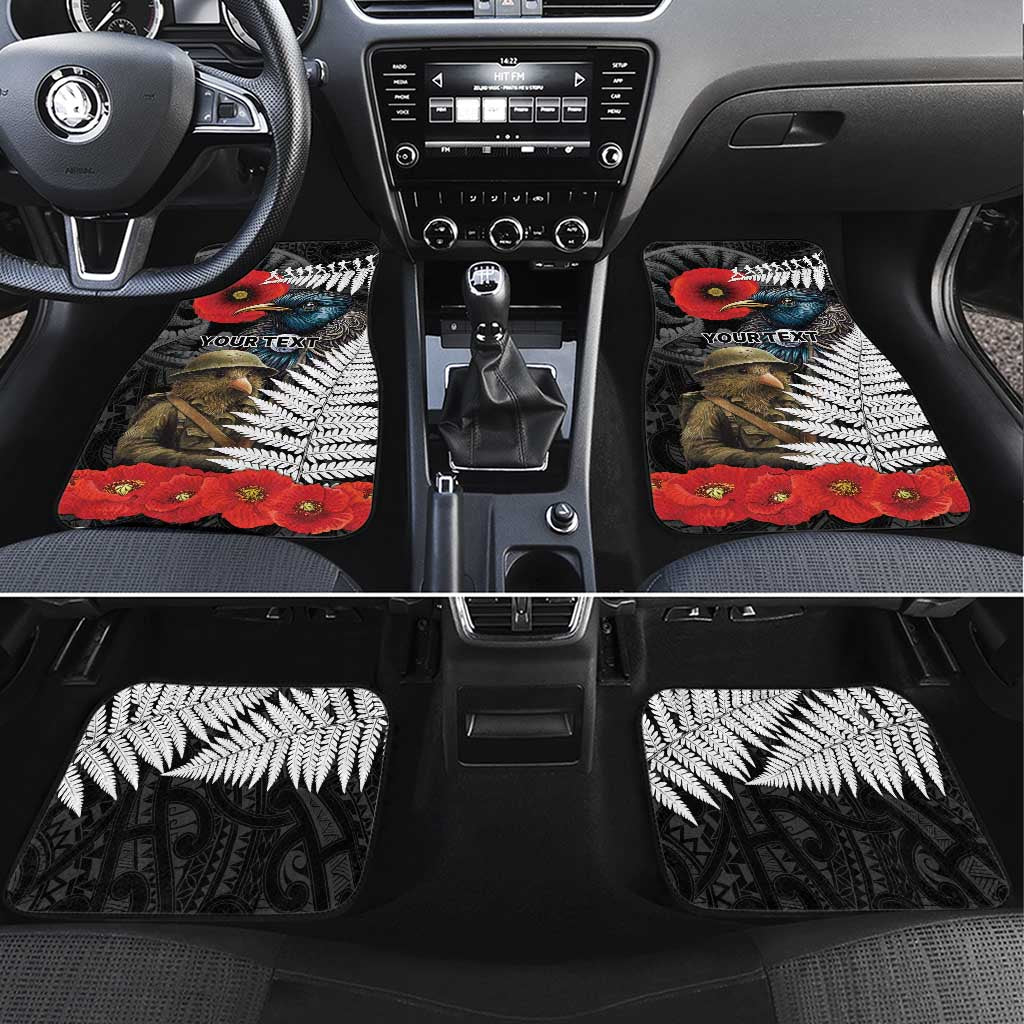 Kiwi-Tui Bird Soldier ANZAC Day Personalised Car Mats Maori Silver Fern Motif