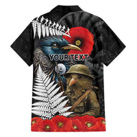 Kiwi-Tui Bird Soldier ANZAC Day Personalised Family Matching Long Sleeve Bodycon Dress and Hawaiian Shirt Maori Silver Fern Motif