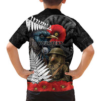 Kiwi-Tui Bird Soldier ANZAC Day Personalised Family Matching Puletasi and Hawaiian Shirt Maori Silver Fern Motif