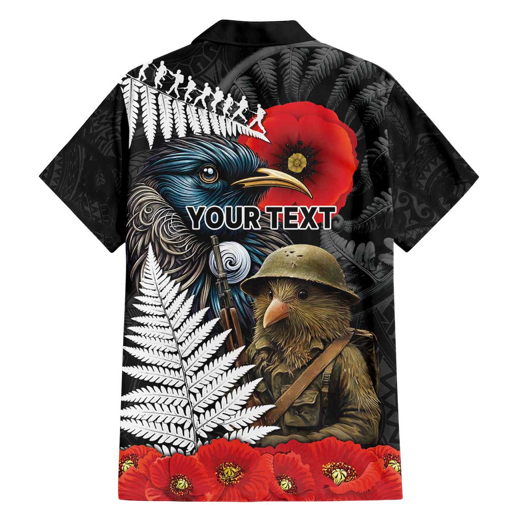 Kiwi-Tui Bird Soldier ANZAC Day Personalised Family Matching Summer Maxi Dress and Hawaiian Shirt Maori Silver Fern Motif