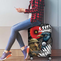 Kiwi-Tui Bird Soldier ANZAC Day Personalised Luggage Cover Maori Silver Fern Motif