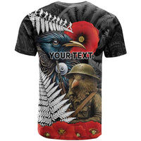 Kiwi-Tui Bird Soldier ANZAC Day Personalised T Shirt Maori Silver Fern Motif
