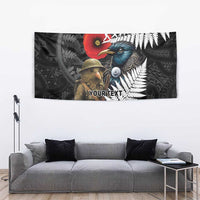 Kiwi-Tui Bird Soldier ANZAC Day Personalised Tapestry Maori Silver Fern Motif