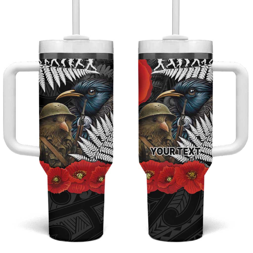 Kiwi-Tui Bird Soldier ANZAC Day Personalised Tumbler With Handle Maori Silver Fern Motif