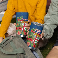 Personalised Fiji Island Tropical Flowers and Tapa Pattern Tumbler Cup