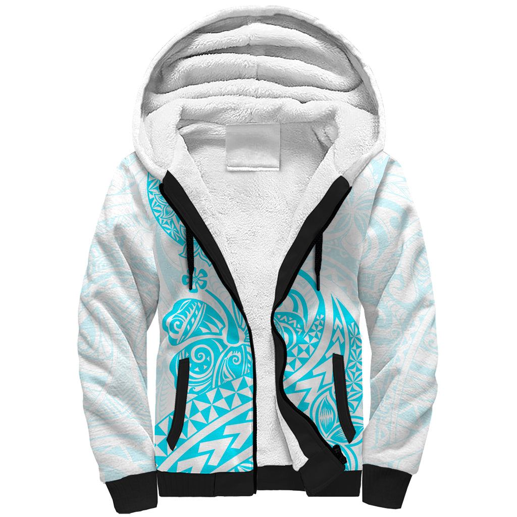 Polynesian Sherpa Hoodie Tribal Tattoo Aqua Screen Color LT9 Unisex Aqua - Polynesian Pride