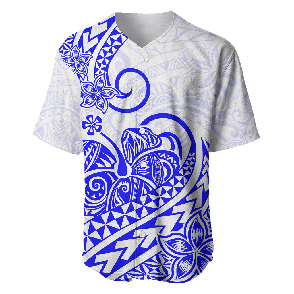 Polynesian Baseball Jersey Tribal Tattoo Blue Screen Color LT9 - Polynesian Pride