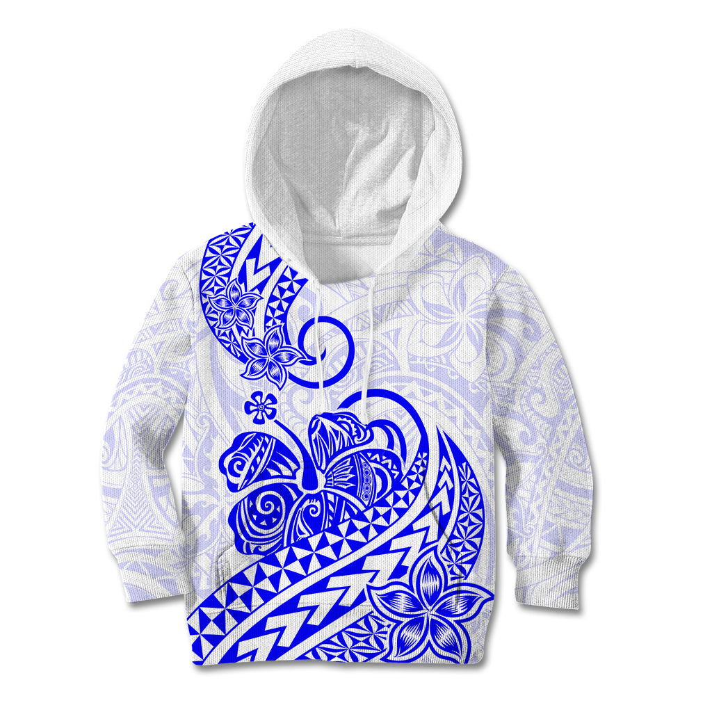 Polynesian Kid Hoodie Tribal Tattoo Blue Screen Color LT9 Hoodie Blue - Polynesian Pride