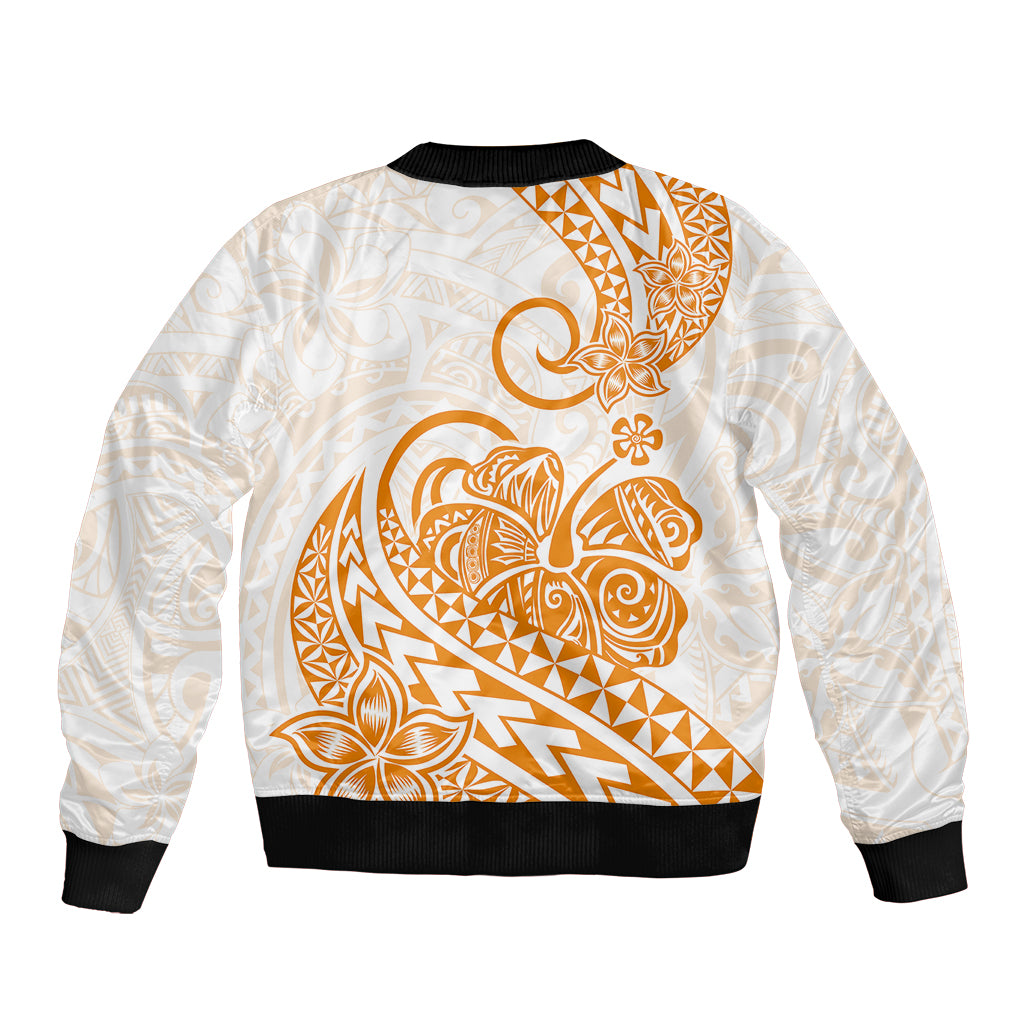 Polynesian Sleeve Zip Bomber Jacket Tribal Tattoo Gold Screen Color LT9 - Polynesian Pride