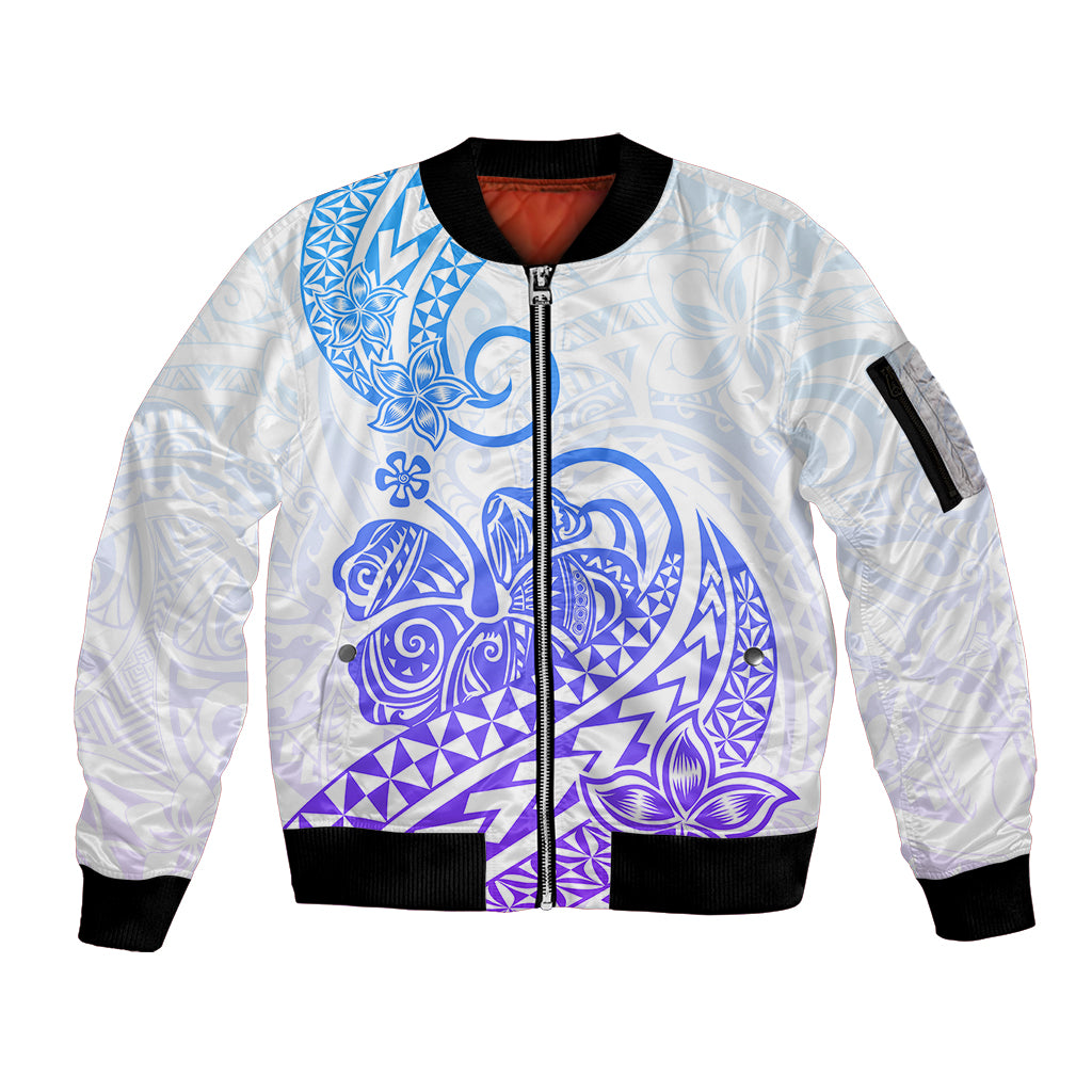 Polynesian Sleeve Zip Bomber Jacket Tribal Tattoo Gradient 04 Screen Color LT9 Unisex Gradient - Polynesian Pride