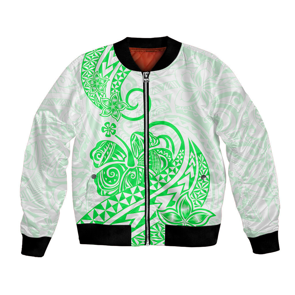 Polynesian Bomber Jacket Tribal Tattoo Green Screen Color LT9 Unisex Green - Polynesian Pride