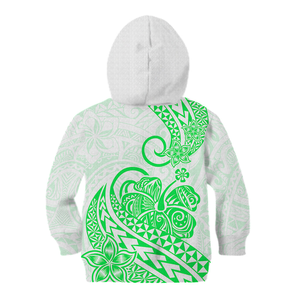 Polynesian Kid Hoodie Tribal Tattoo Green Screen Color LT9 Zip Hoodie Green - Polynesian Pride