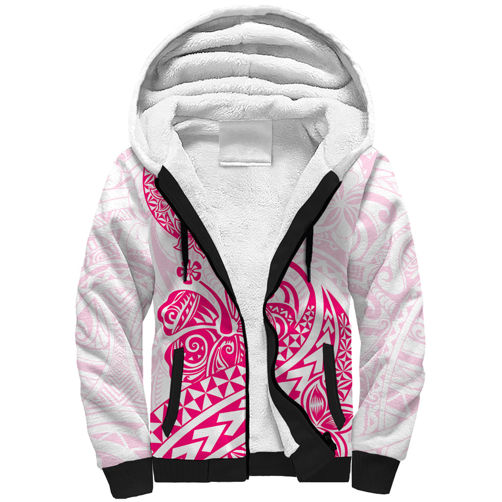 Polynesian Sherpa Hoodie Tribal Tattoo Pink Screen Color LT9 Unisex Pink - Polynesian Pride
