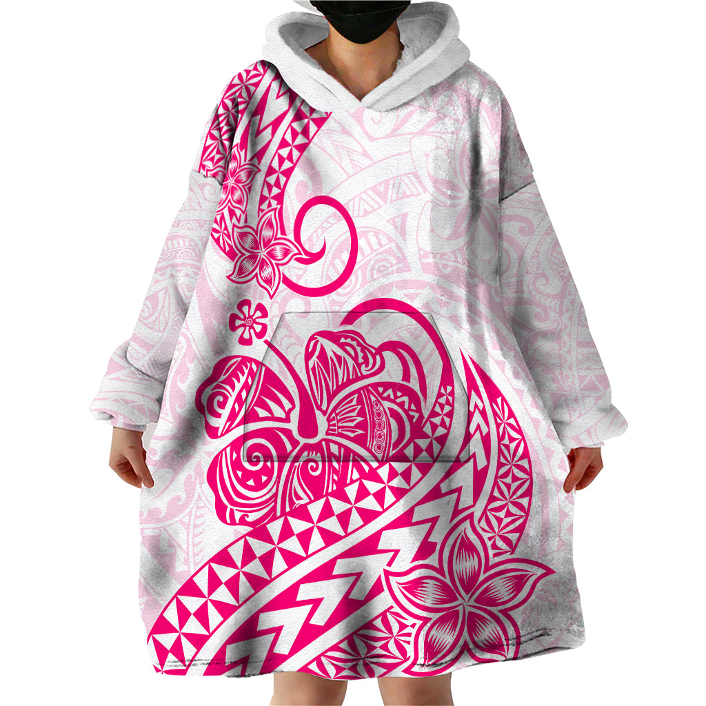 Polynesian Wearable Blanket Hoodie Tribal Tattoo Pink Screen Color LT9 - Polynesian Pride