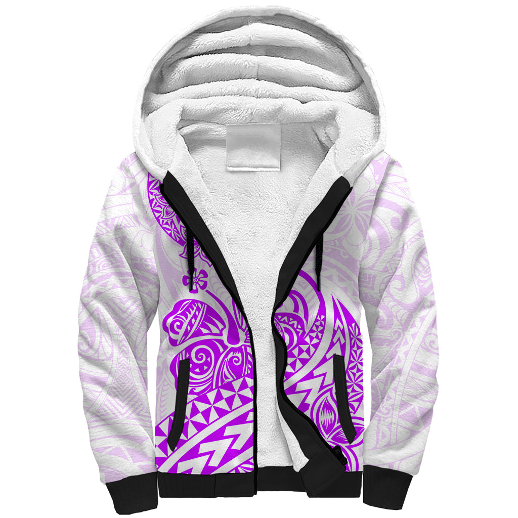 Polynesian Sherpa Hoodie Tribal Tattoo Purple Screen Color LT9 Unisex Purple - Polynesian Pride