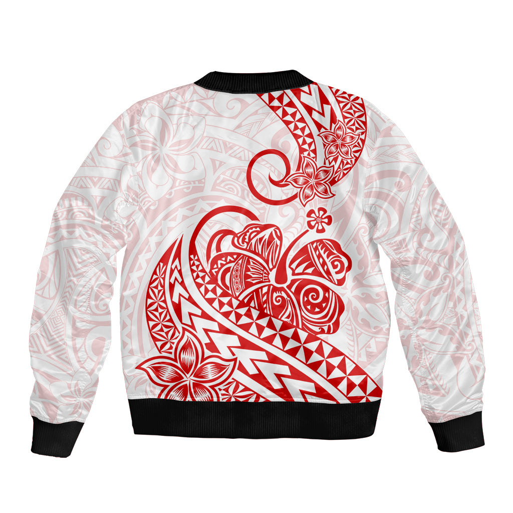 Polynesian Bomber Jacket Tribal Tattoo Red Screen Color LT9 - Polynesian Pride