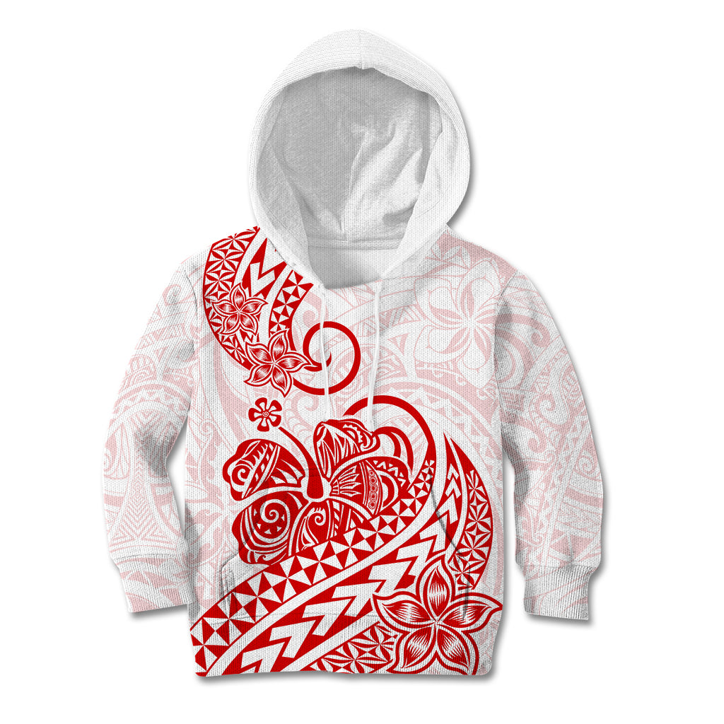 Polynesian Kid Hoodie Tribal Tattoo Red Screen Color LT9 Hoodie Red - Polynesian Pride