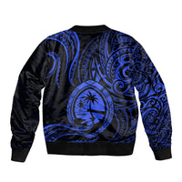 Polynesian Pride Guam Bomber Jacket With Polynesian Tribal Tattoo and Coat of Arms Blue Version LT9 - Polynesian Pride