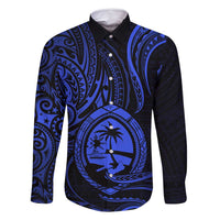 Polynesian Guam Coat of Arms Family Matching Mermaid Dress and Hawaiian Shirt Polynesian Tribal Tattoo Blue Version