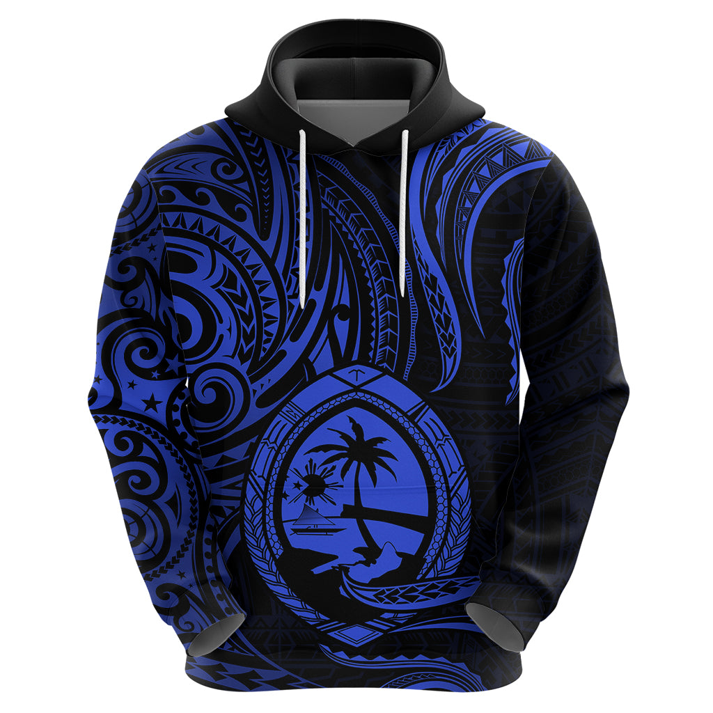 Polynesian Pride Guam Hoodie With Polynesian Tribal Tattoo and Coat of Arms Blue Version LT9 - Polynesian Pride