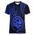 Polynesian Pride Guam Women V Neck T Shirt With Polynesian Tribal Tattoo and Coat of Arms Blue Version LT9 - Polynesian Pride