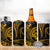 Polynesian Guam Coat of Arms 4 in 1 Can Cooler Tumbler Polynesian Tribal Tattoo Gold Version