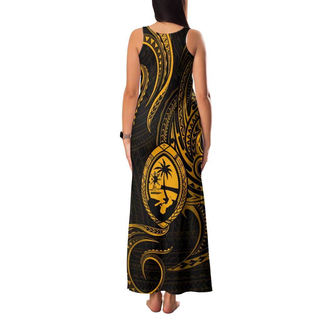 Polynesian Guam Coat of Arms Family Matching Tank Maxi Dress and Hawaiian Shirt Polynesian Tribal Tattoo Gold Version