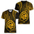 Polynesian Pride Guam Women V Neck T Shirt With Polynesian Tribal Tattoo and Coat of Arms Gold Version LT9 Female Gold - Polynesian Pride